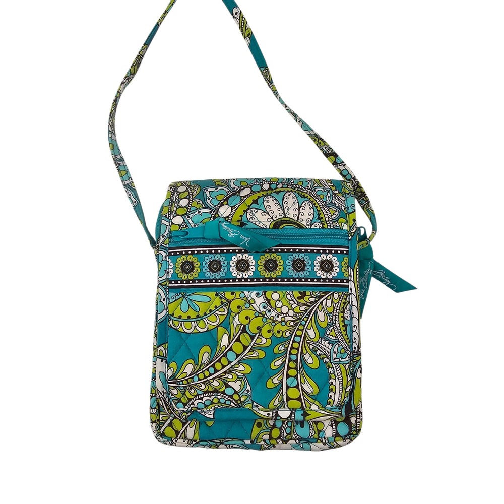 Vera Bradley Crossbody Bag Purse‎ Quilted Floral Turquoise Green